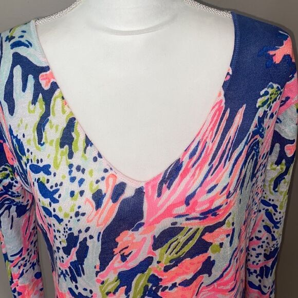 Lilly Pulitzer Liesel “Sunken Treasure” Linen Sweater! - Picture 5 of 11